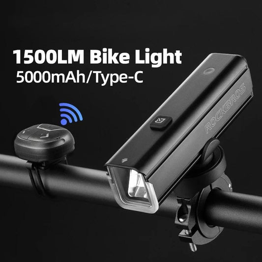 1500LM Bicycle Light 5000mAh LED Lamp Waterproof Flashlight Control Cycling Front Light