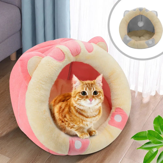 Warm Cat Bed Cute Winter Cat Kitten House Soft Lounger Cushion Mat Pet Sleep Tent Nest