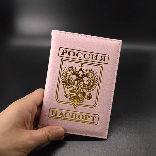 Pink Passport Cover Russia Travel Passport Case Women