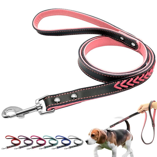 120cm Long Braided Leather Dog Leash Pet Dog Leash Lead Puppy Walking Training Traction Rope Belt