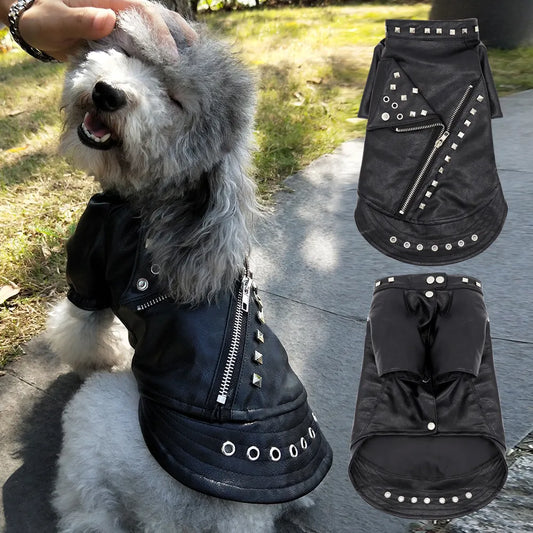 French Bulldog Dog Clothes Winter Leather Dog Coat Jacket Warm Pet Clothes