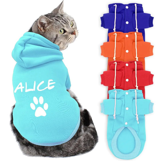 Personalized Cat Clothes Clothing Custom Cotton Pet Puppy Cat Hoodies