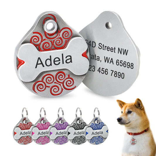 Personalized Dog Cat ID Tag Collar Accessories Custom Engraved