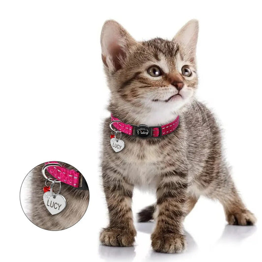 Quick Release Kitten Cat Collar Reflective Personalized Puppy Dog ID Collars
