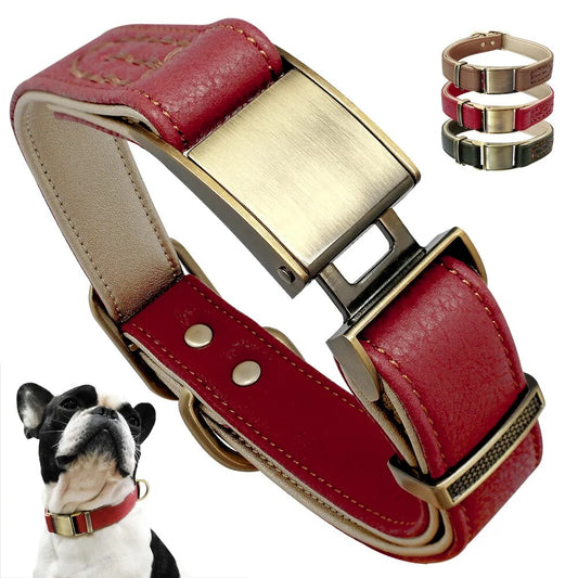 Dog Collar Leather Pet Collars Adjustable Padded Collar