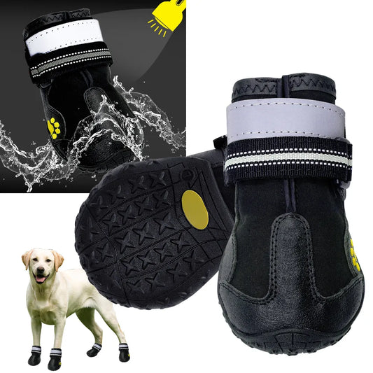 4pcs/set Pet Dog Shoes Reflective Waterproof Dog Boots Warm Snow Rain Pets Booties