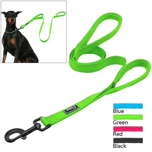 2 Handles Nylon Padded Double Handle Leash For Greater Control
