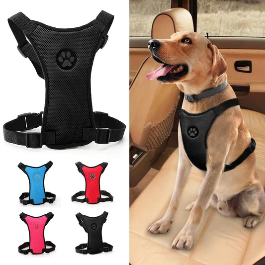 Mesh Dog Car Seat Harness Adjustable Safety Vehicle Dog Leash Harnesses