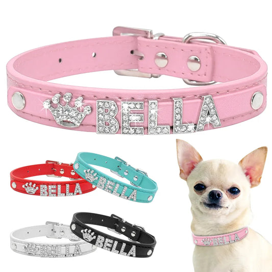 Bling Rhinestone Puppy Dog Collars Personalized Small Dogs Chihuahua Collar