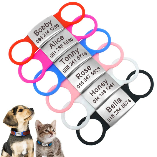 Pet ID Tags Personalized For Small Dogs Cats Custom Engraved Dog Nameplate Tags
