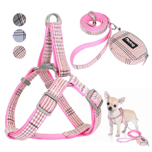 Cute Dog Harness Adjustable Nylon Pet Puppy Chihuahua Harness Vest Dog Leash Set