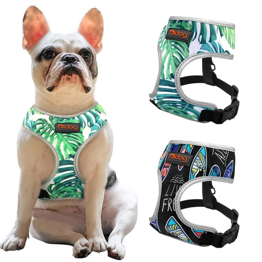 Breathable French Bulldog Harness Printed Reflective Dogs Harness