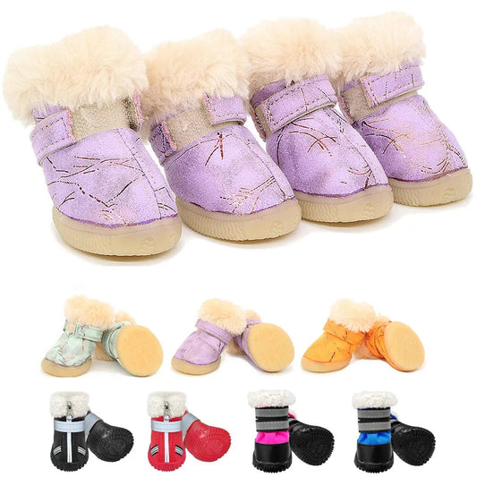 Winter Pet Dog Shoes For Small Dogs Warm Fleece Puppy Pet Shoes