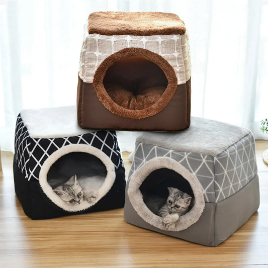 Warm Pet Dog Cat Bed Soft Nest Dual Use Cat Sleeping Bed Pad Winter Warm Pet Cozy Beds