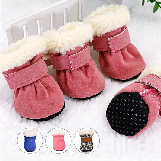 4pcs Pet Dog Shoes Waterproof Winter Dog Boots Socks