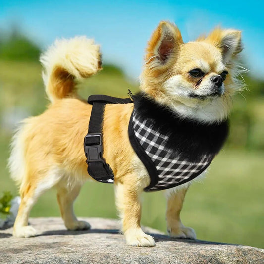 Soft Puppy Dog Cat Harness Breathable Plaid Pet Harnesses Vest Clothes