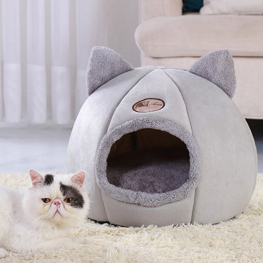 Warm Cat House Cave Removable Pet Bed Mat Winter Puppy Kitten Dog Cushion Mat Small Dogs Cats House