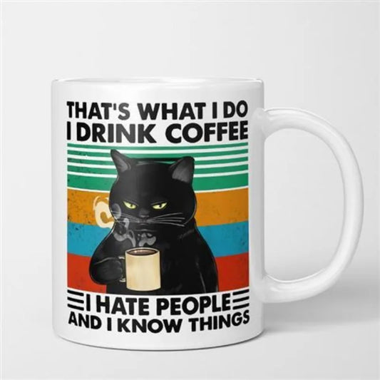 Black Cat Coffee Cups, Cute Kitten Mug for Girls Drink
