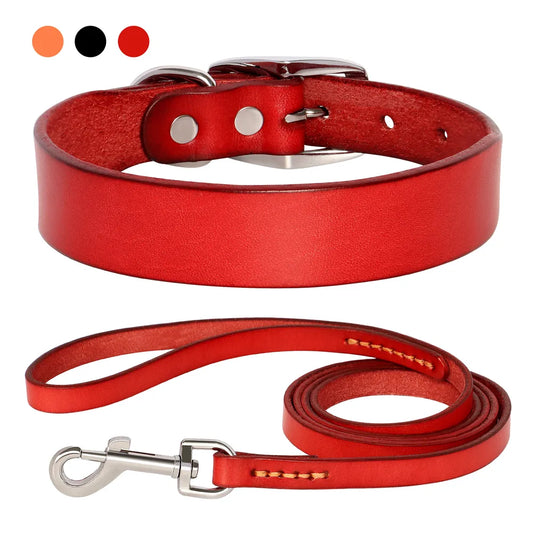 Genuine Leather Pet Collar For Small Medium Large Dogs
