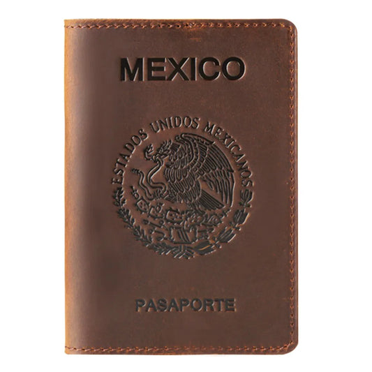 Genuine Leather Passport Cover For Mexican