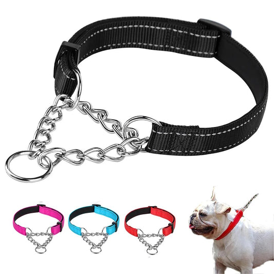 Durable Dog Chain Training Collar Nylon Pet Neck Strap Heavy Duty Pets Chain Chocker Collars