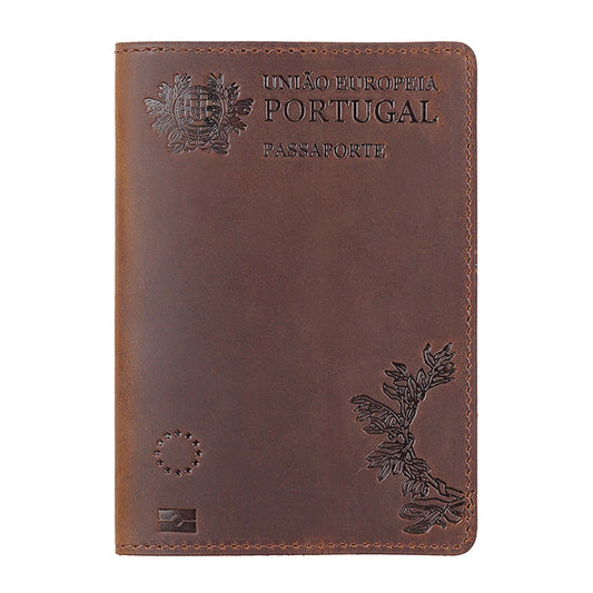 Genuine Leather Portugal Passport Cover For Portuguese Credit Card Holder