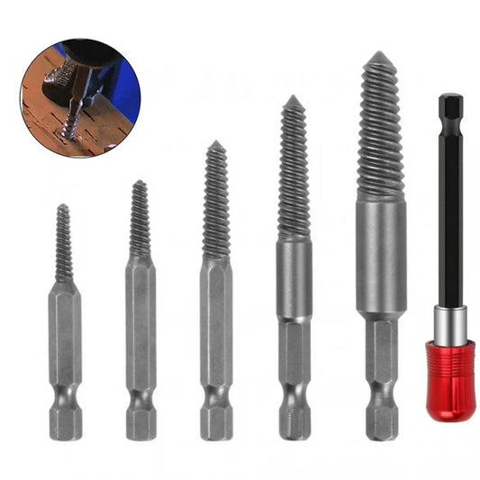 6pcs Damaged Screw Extractor Kit with Quick Self-Locking Lever Post Tool Kit