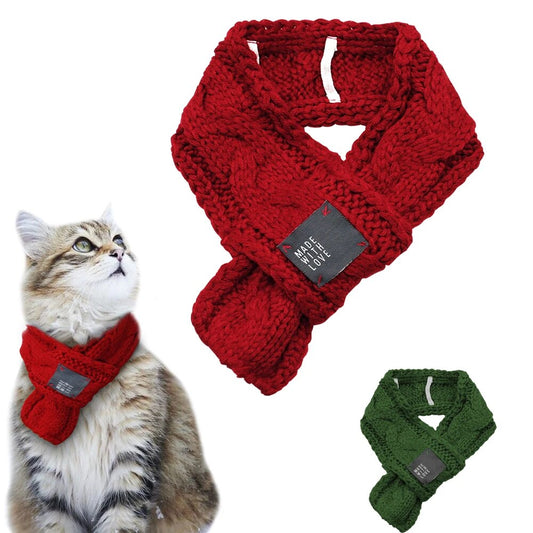 Winter Warm Dog Cat Christmas Knitted Scarf Collar Accessories