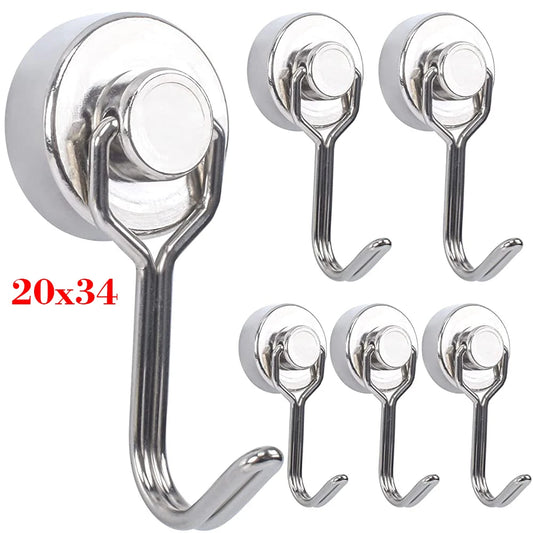 20x34mm Magnetic Hooks Heavy Duty Strong Neodymium Magnets Hook Kitchen