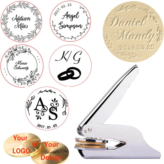 Wedding Embosser Stamp Personalized Initials Letterhead Design embossing seal