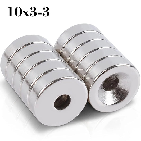 10x3 Hole 3mm Strong Magnets Round Countersunk Neodymium Magnet