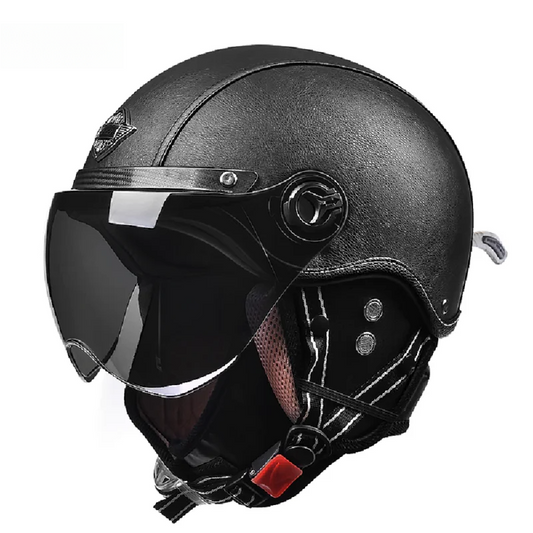 Retro Motorcycle Helmets with Harley Visor Leather Helmet