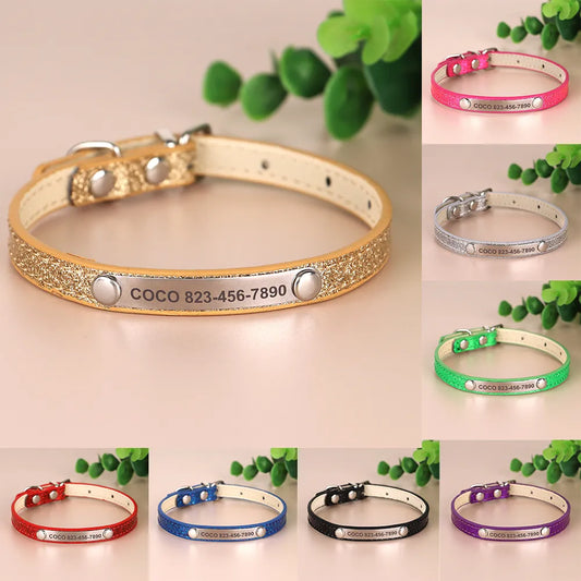 Anti-lost Cat ID Collar Personalized Puppy Cat Collars Necklace Free Engraved ID Name Tag
