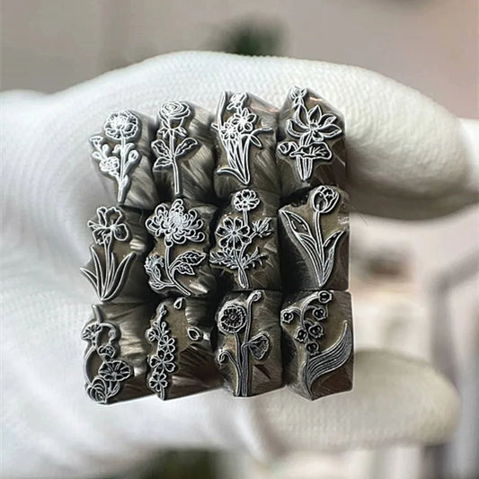 1PC 8x12mm Month Flower Series Metal Stamps Jewelry Stamping Tool