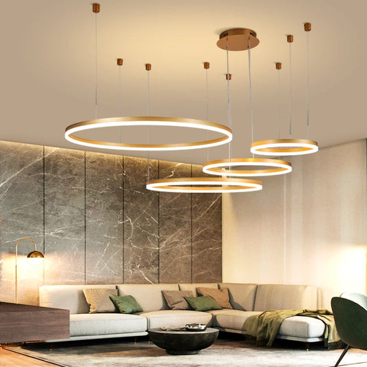 Dimming Round Black White Gold New LED Modern Pendant Lights Living Dining Room