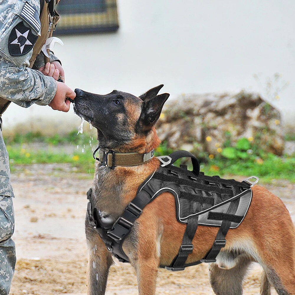 Military Tactical Dog Harness Nylon Reflective Working Dog Harness