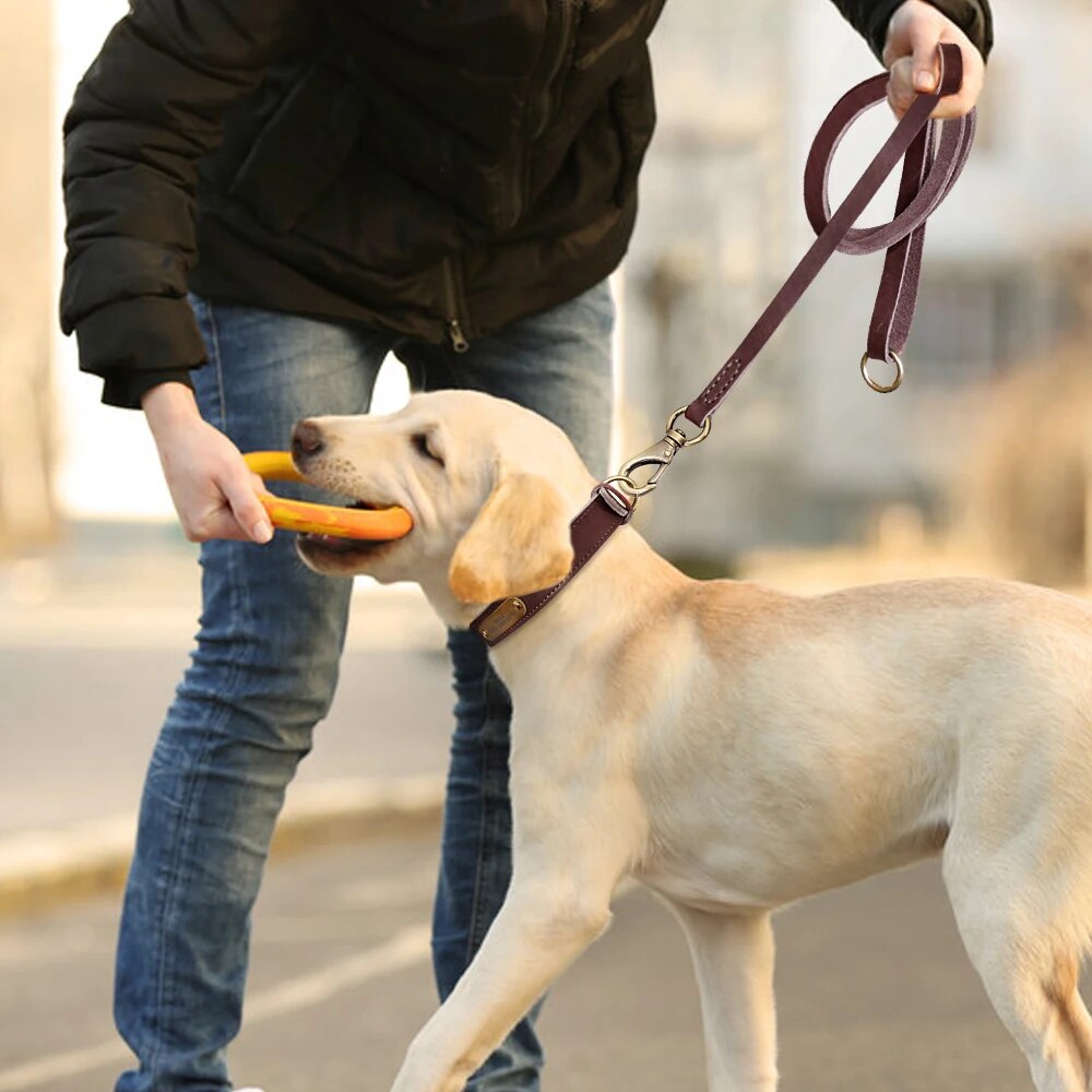 1.5m Real Leather Dog Leash Rope Pet Walking Running Leash Lead For Small Medium Large Dogs