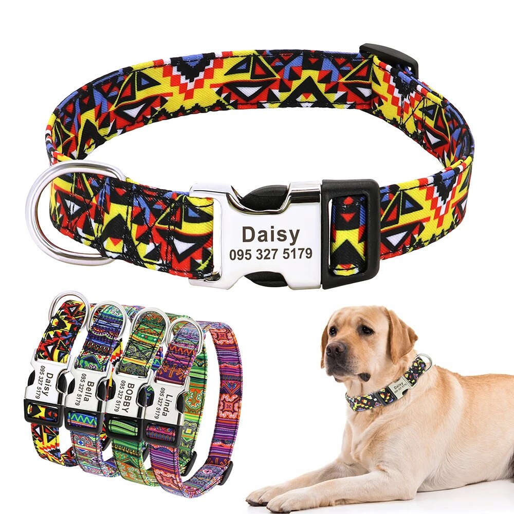 Dog Collar Accessories Personalized Nylon Printed Collar Anti-lost Nameplate ID Tag Collars