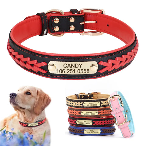 Personalized Engraved Dog ID Tag Collar For Small Medium Large Dogs