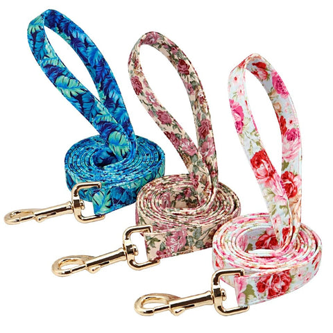Personalized Printed Dog Collar Leash Set Customized Nylon Pet Collar Leash Free Engraved