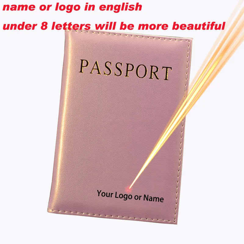 Customize Name Passport Cover Travel Women Pu Leather Cover