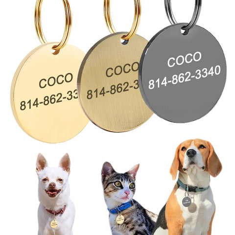 Stainless Steel Pet Dog ID Tags Personalized Dog Cat Name Tag