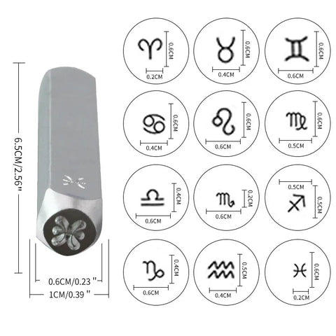 12pcs set constellation metal stamping tools