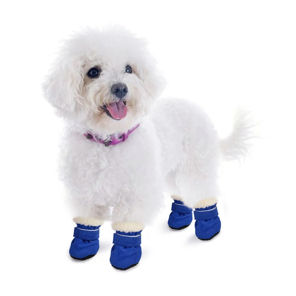 4pcs Pet Dog Shoes Waterproof Winter Dog Boots Socks Anti-slip Puppy Cat Rain Snow Booties Footwear