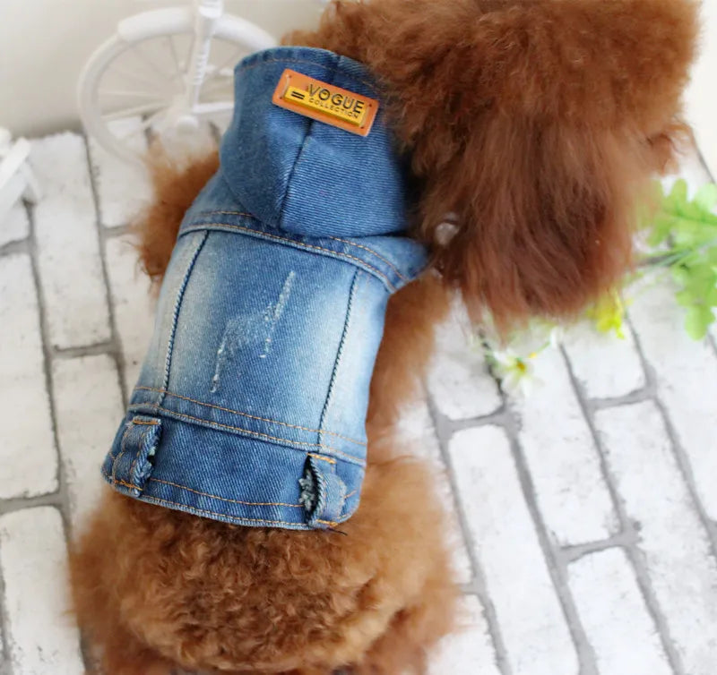 Denim Pet Dog Jacket Coat Jeans Dog  Hoodie Clothes Apparel