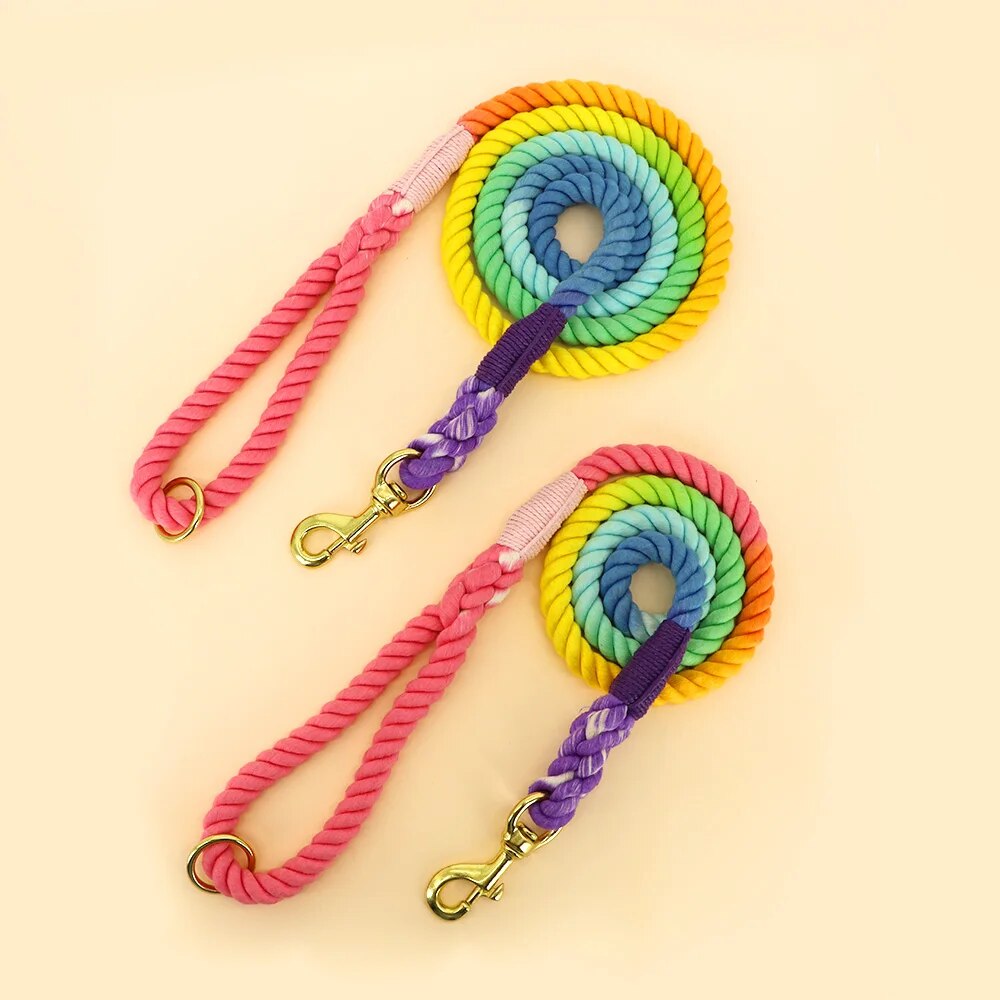 Nylon dog Leash Gradient Color Pet Harness Lead For Dogs Puppy Walking Running Training Leashes