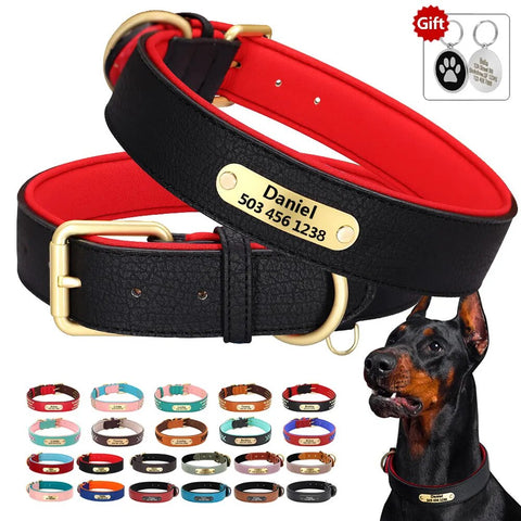 Dog Accessories Collar Personalized Leather Pet ID Tags Nameplate Engraved Collar