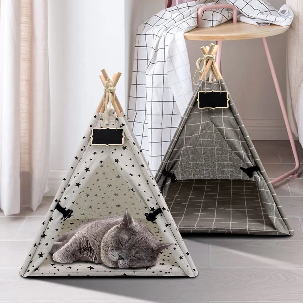 Pet Tent House Cat Bed Portable Dog Cat Teepee Portable Puppy Kitten Indoor Outdoor Kennels