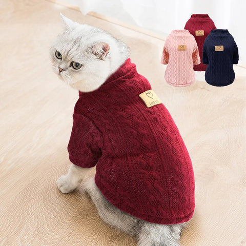 Warm Pet Cat Clothes Winter Cat Sweater Knit Pet Puppy Sweater Hoodies For Small Medium Dogs Cats