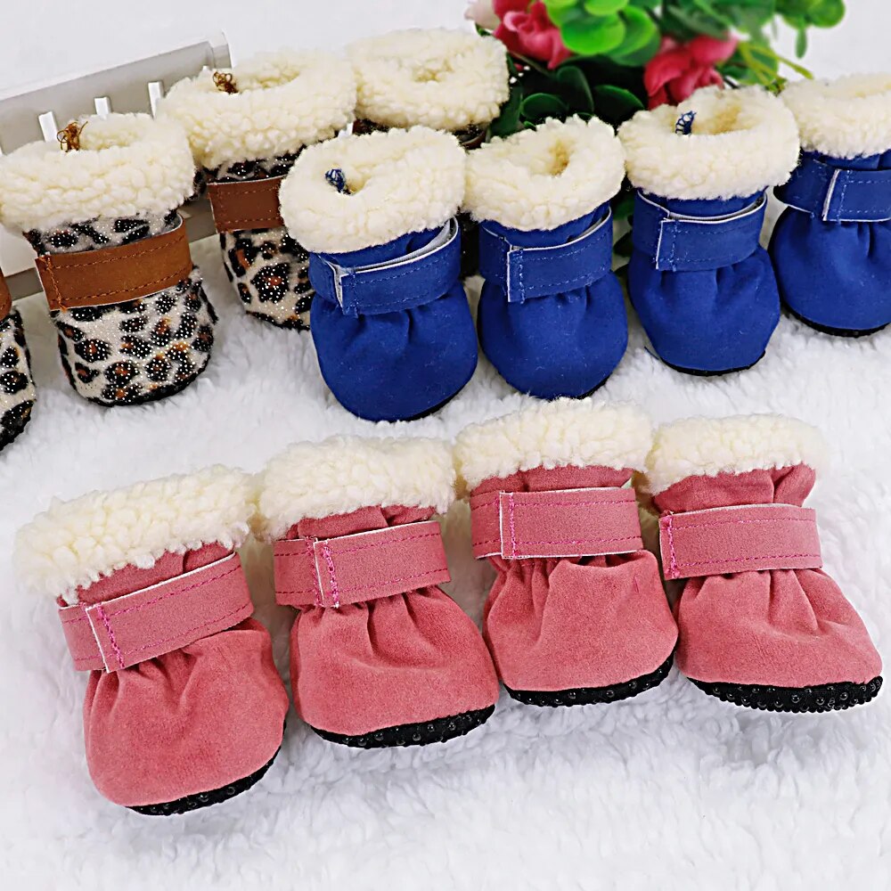 4pcs Pet Dog Shoes Waterproof Winter Dog Boots Socks Anti-slip Puppy Cat Rain Snow Booties Footwear
